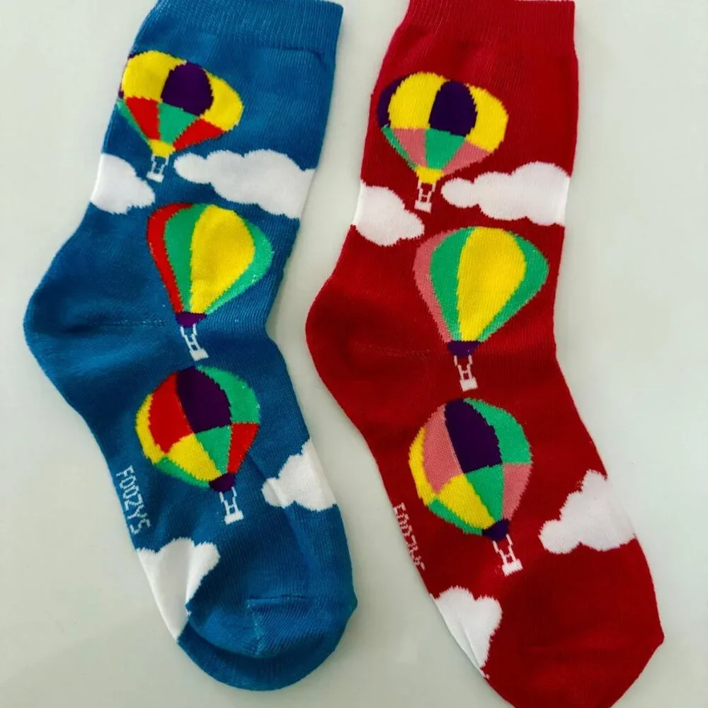 Hot Air Balloon Aircraft Sky Airborne Air Glider Clouds 2 Pairs Women's Socks